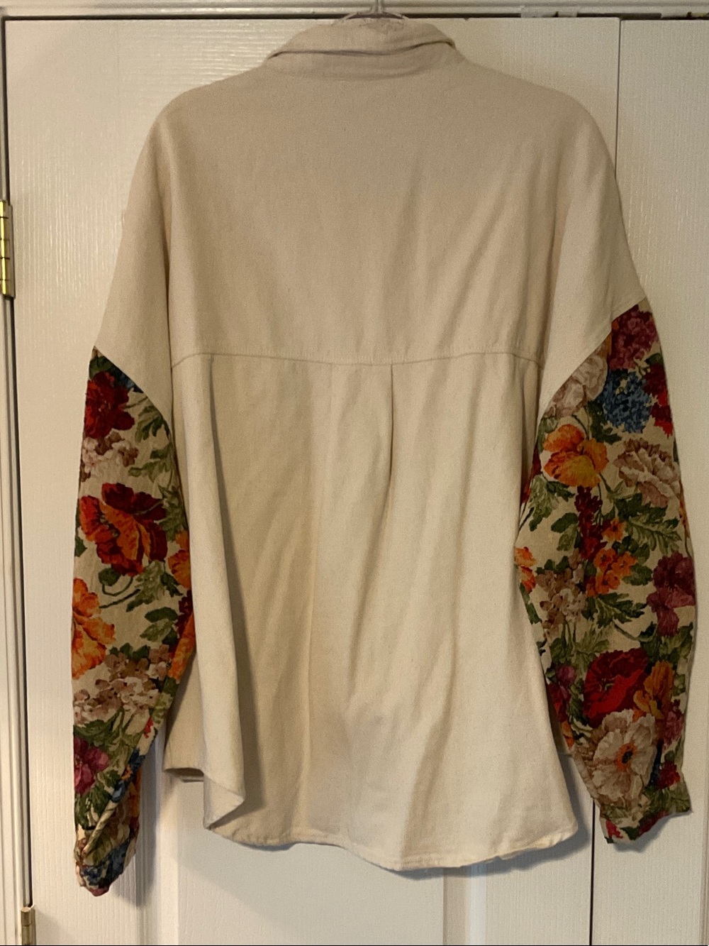 POL Cream Button-Down Shirt with Floral Patchwork - Picture 3 of 3